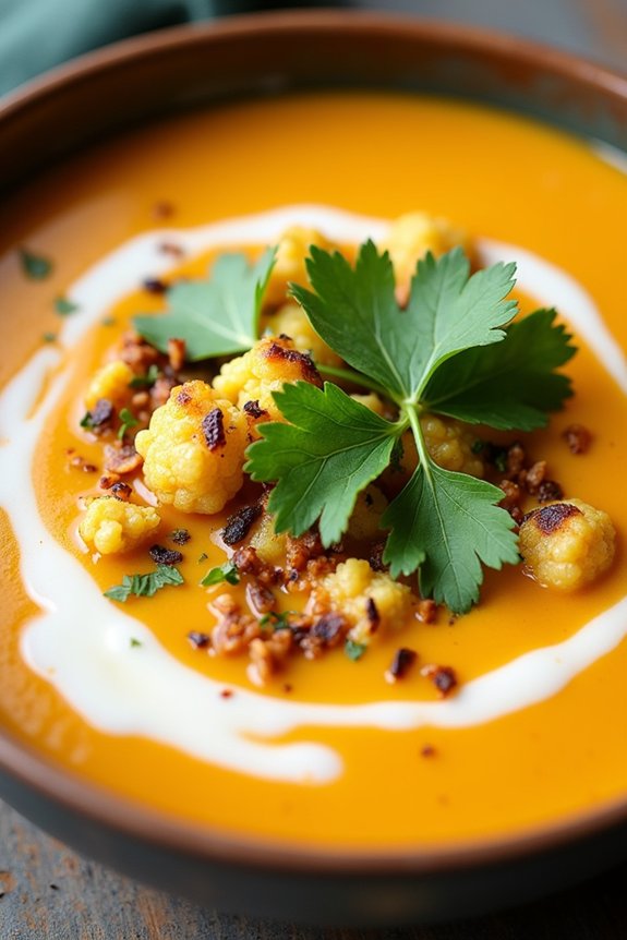 spicy roasted cauliflower soup