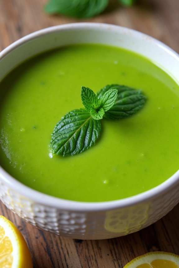 springtime pea mint soup