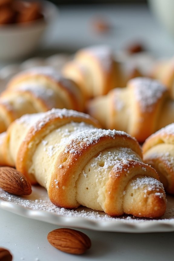 vegan almond crescent cookies