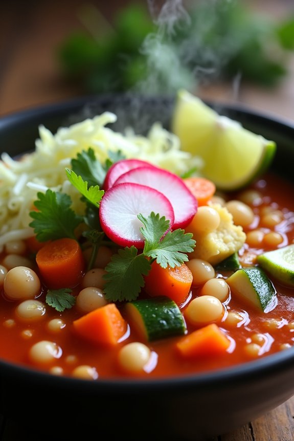 vegetarian pozole with vegetables