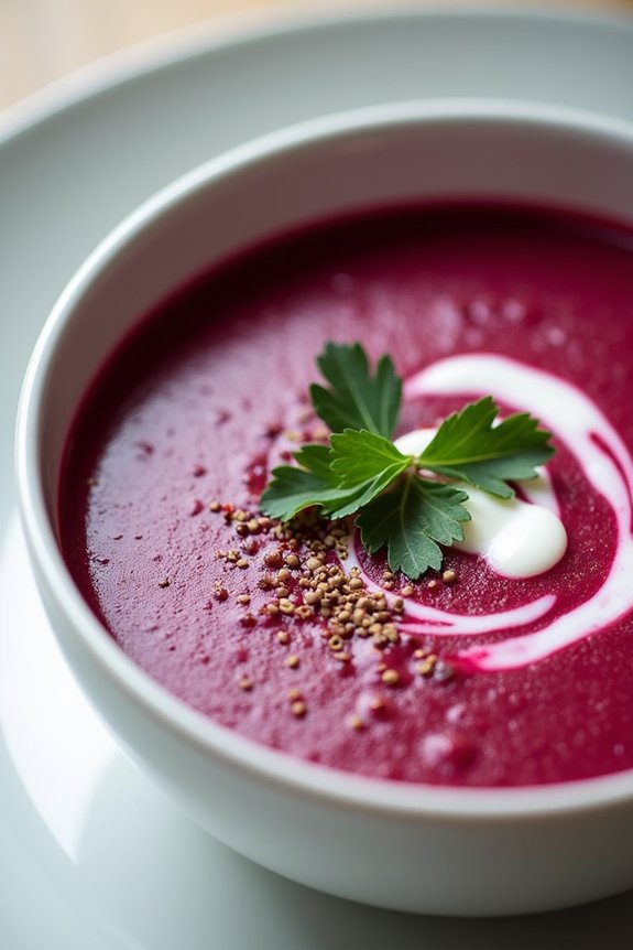 vibrant beet and apple soup
