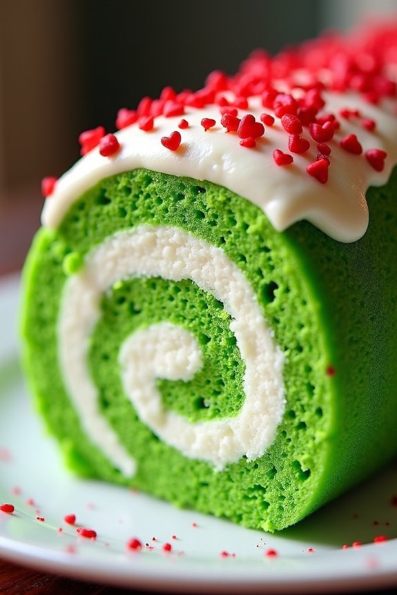 whimsical grinch cake roll