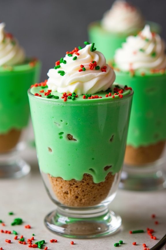 whimsical grinch cheesecake cups