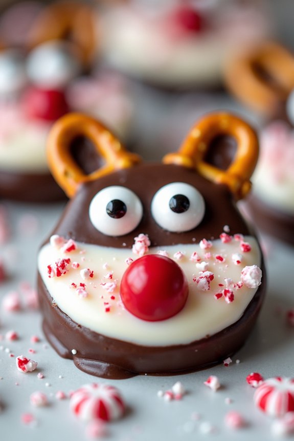 whimsical peppermint bark reindeer