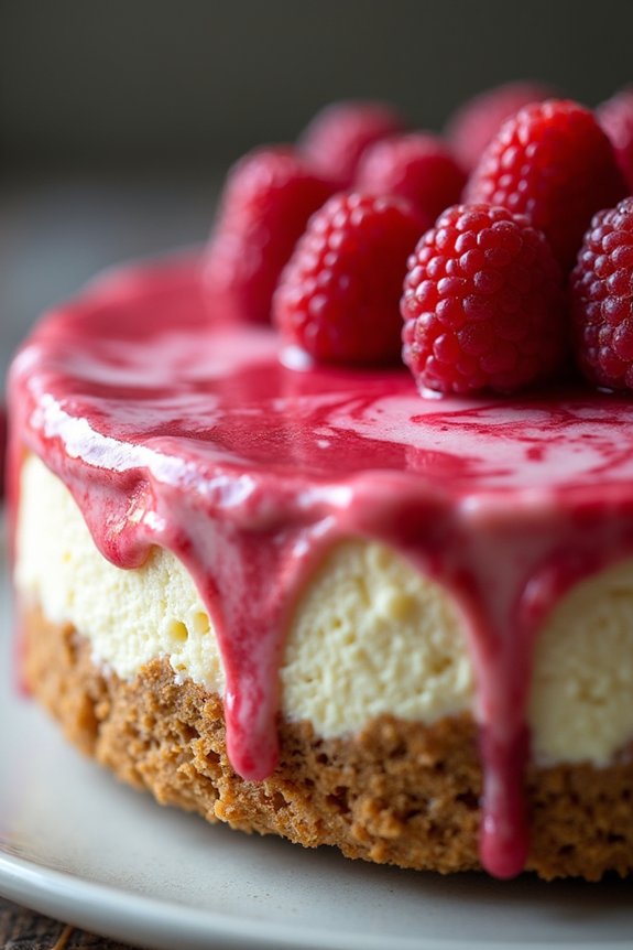 white chocolate raspberry cheesecake