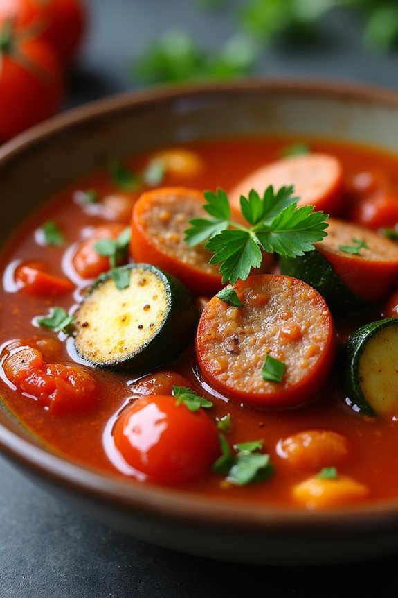 zesty sausage tomato stew