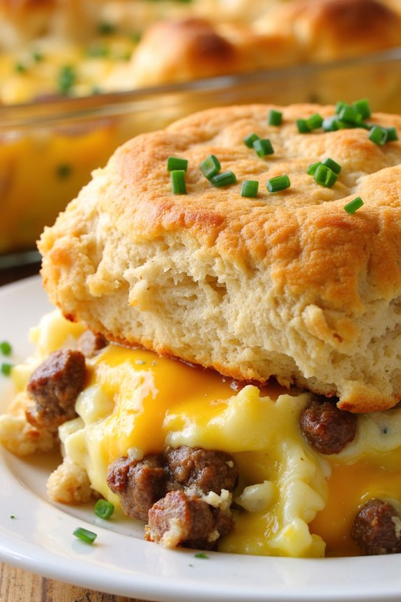 biscuit crusted breakfast casserole delight