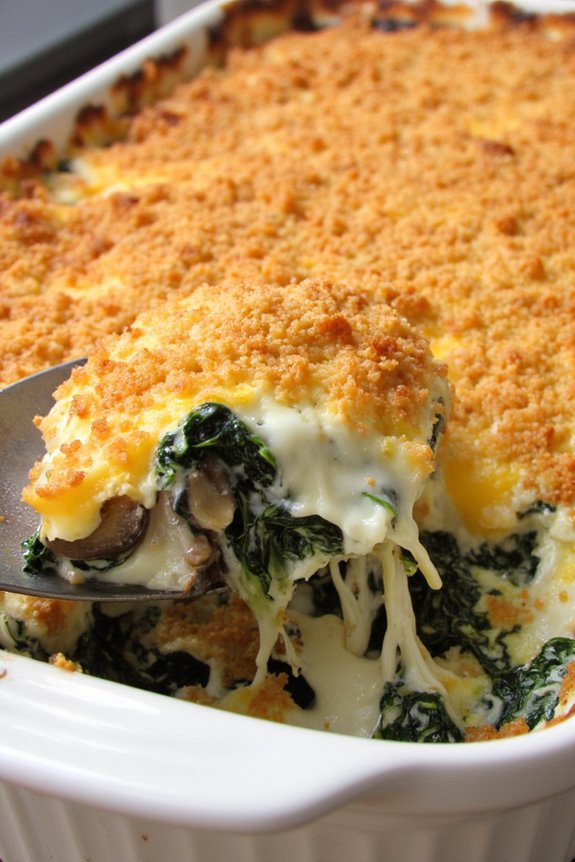 cheesy spinach mushroom casserole