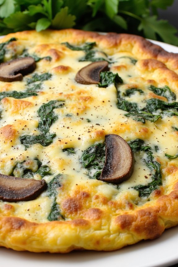 cheesy spinach mushroom frittata