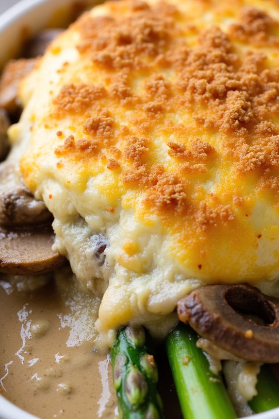 creamy mushroom asparagus gratin