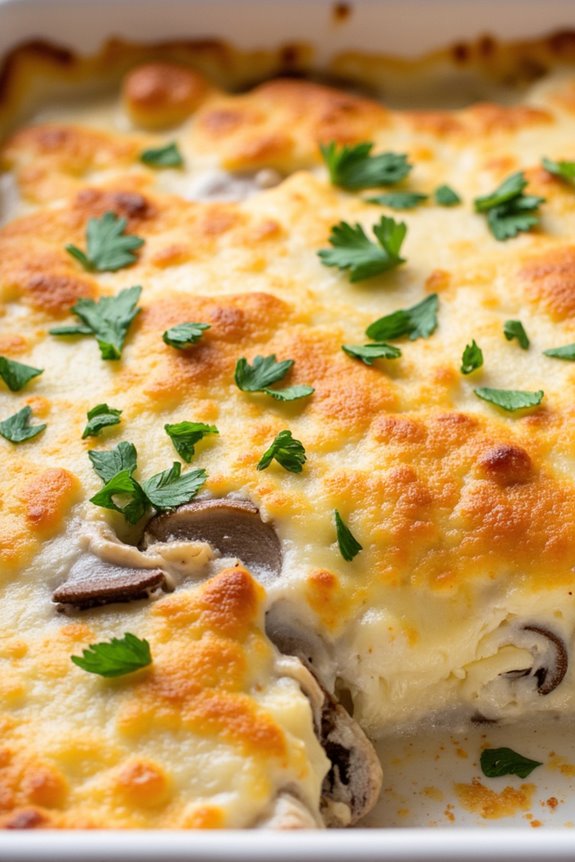 creamy mushroom swiss casserole