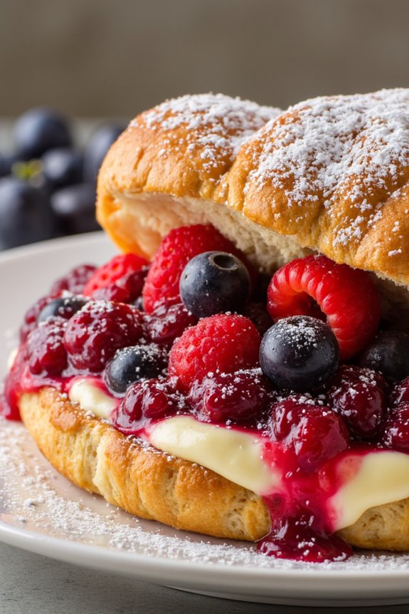 elegant berry croissant pudding