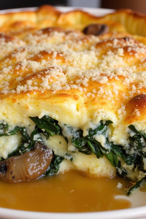 hearty spinach mushroom casserole