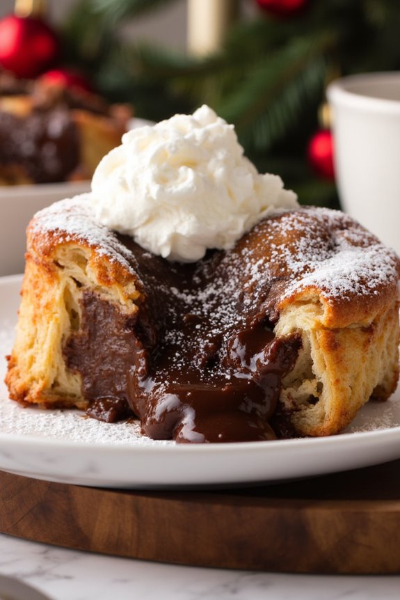 indulgent chocolate croissant pudding