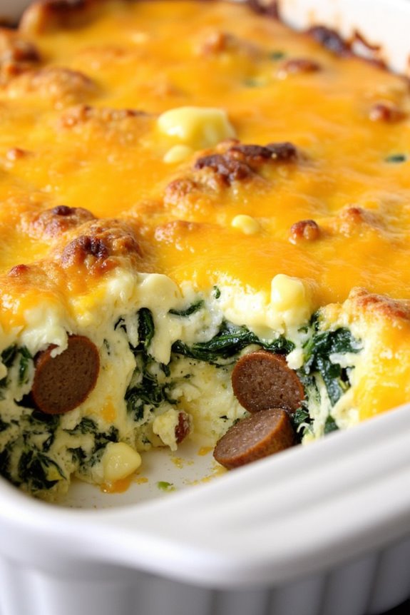 low carb sausage spinach casserole
