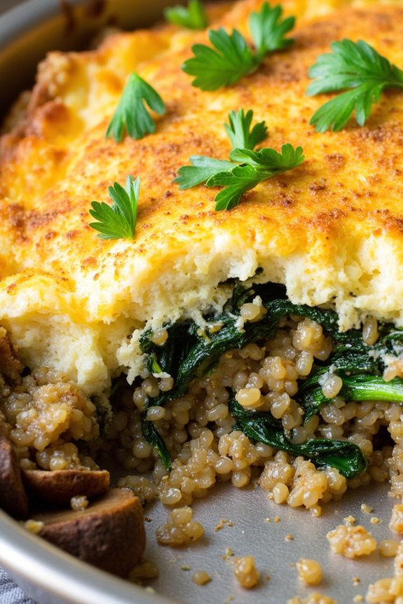 mushroom spinach quinoa casserole