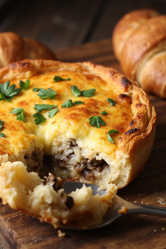 mushroom swiss croissant casserole