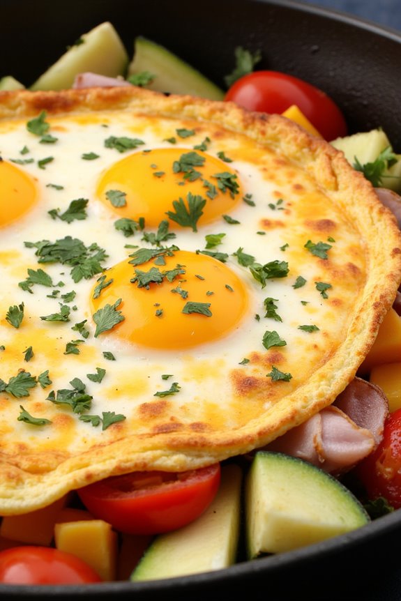 savory ham and veggie skillet