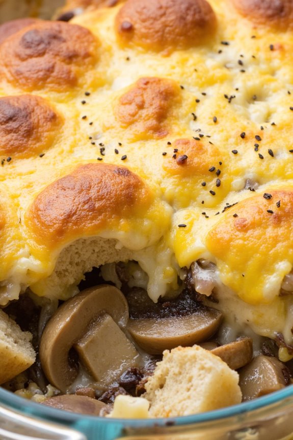 savory mushroom swiss casserole