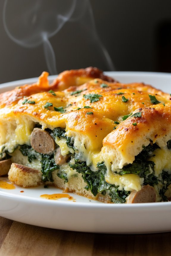 savory sausage spinach strata