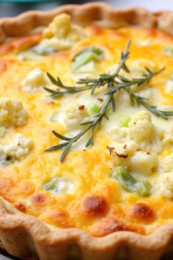 vegetarian cauliflower leek quiche