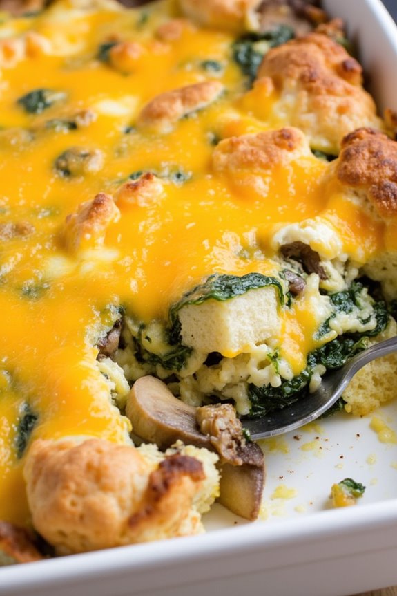 cheesy spinach mushroom casserole