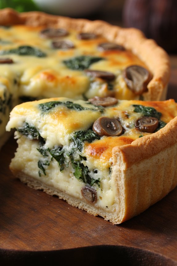 delicious spinach mushroom quiche