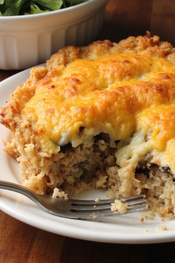 hearty mushroom swiss bake