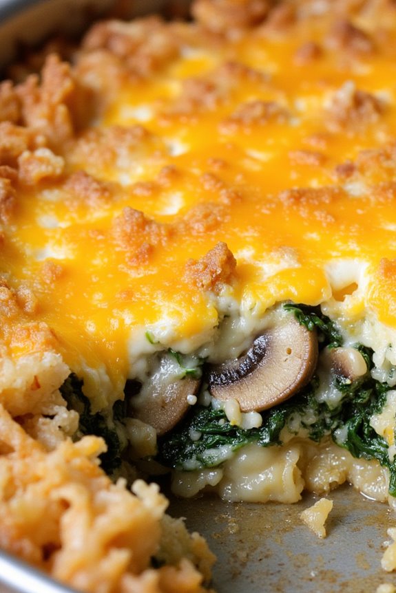 hearty spinach mushroom casserole
