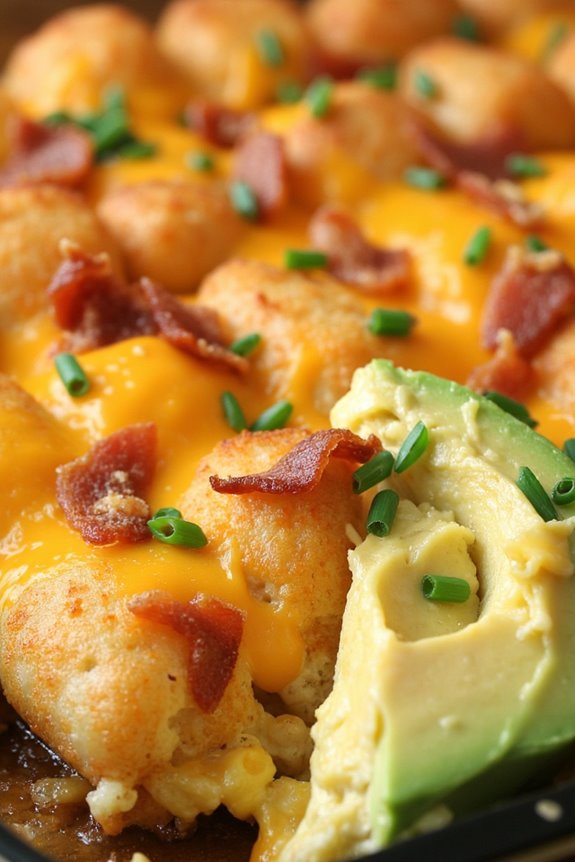 loaded avocado tater tot casserole