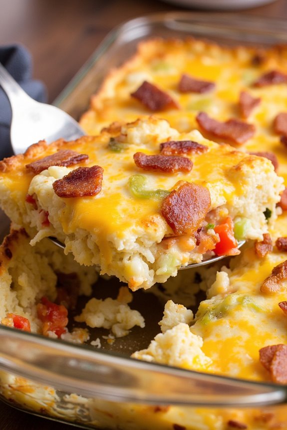 low carb cauliflower bacon casserole