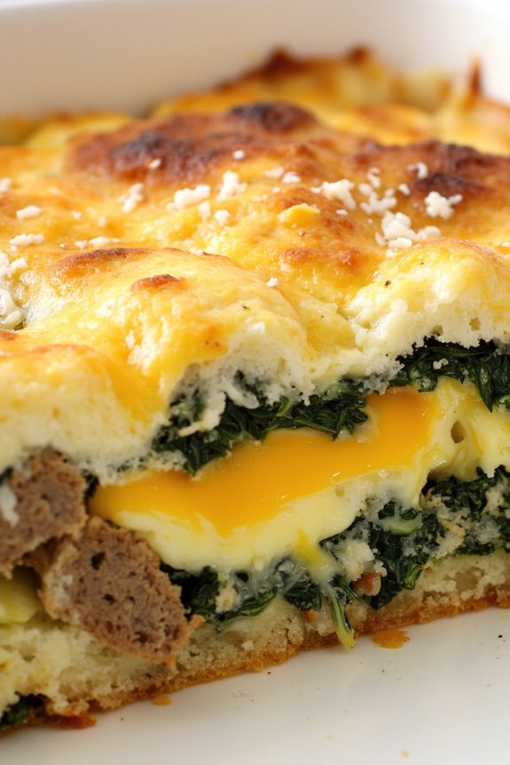 low carb sausage spinach casserole