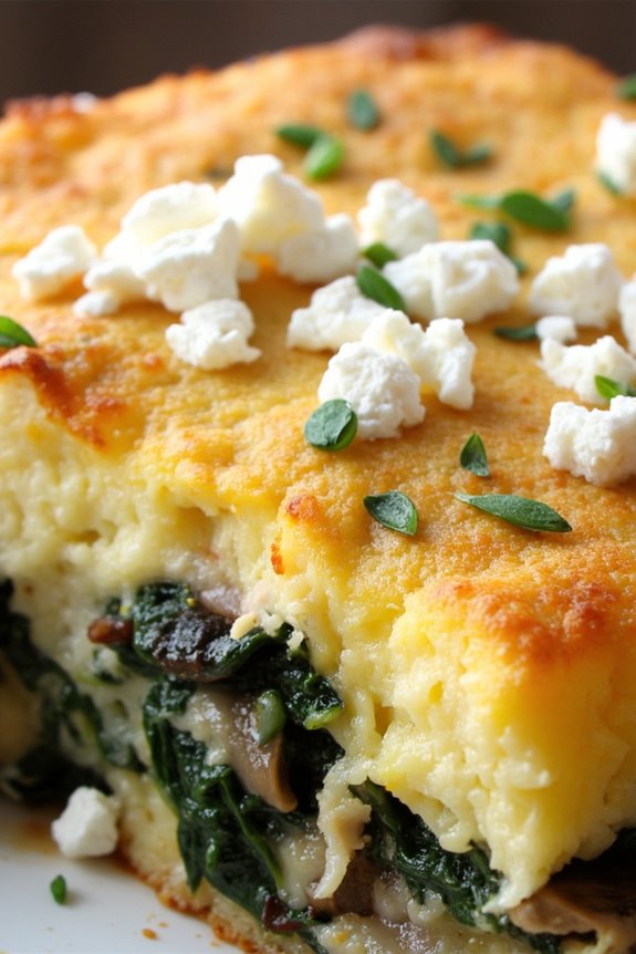 mushroom feta breakfast casserole