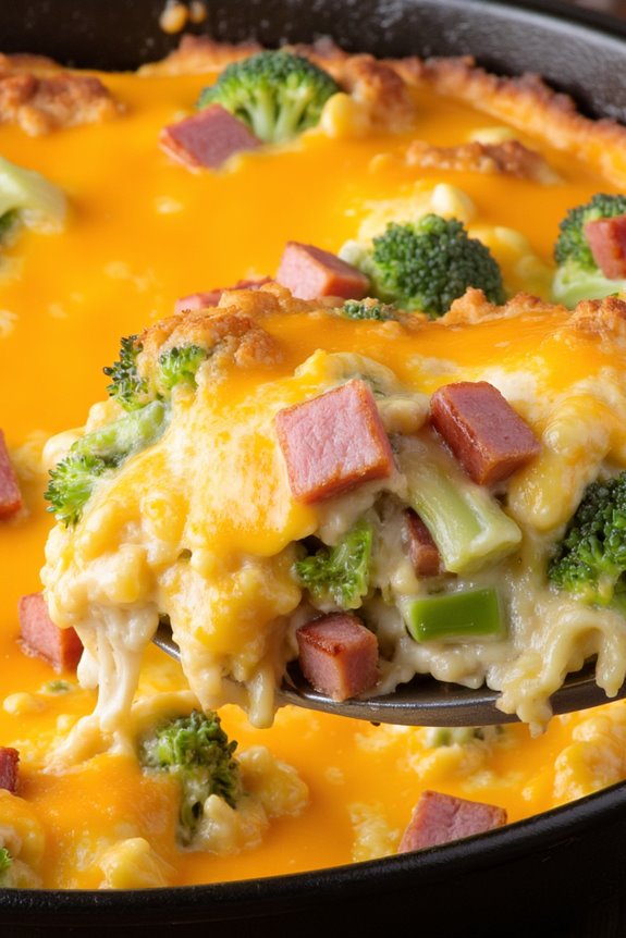 savory broccoli ham cheddar casserole