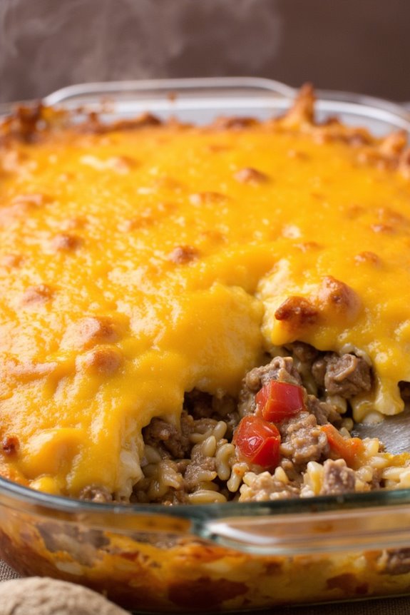 cheesy beef rice casserole