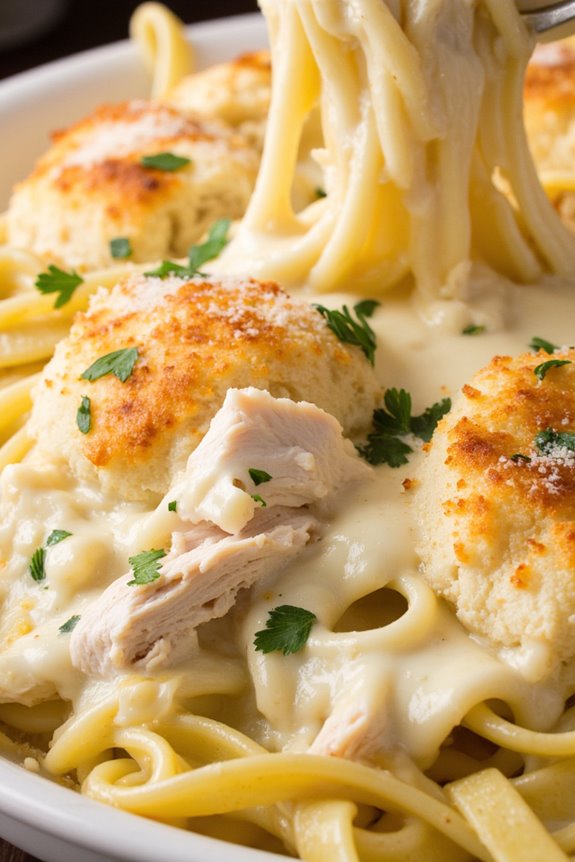 cheesy chicken alfredo casserole