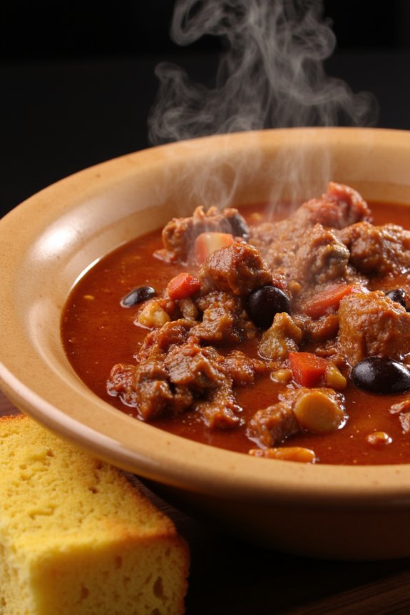 chili and cornbread comfort food