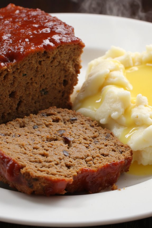 comforting meatloaf with mashed potatoes