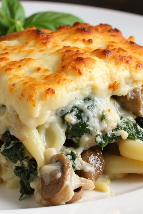 creamy mushroom spinach casserole