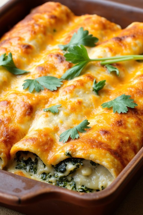 creamy spinach cheese enchiladas
