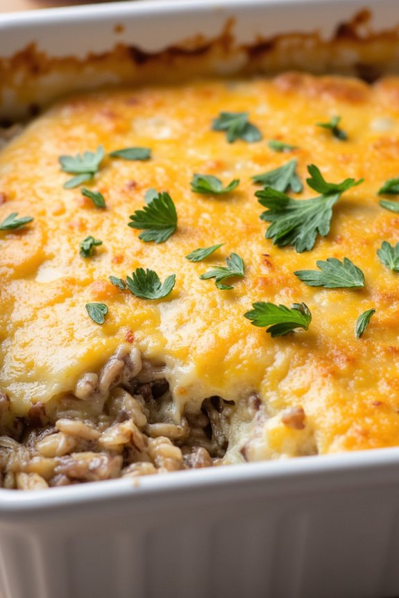 hearty mushroom rice casserole