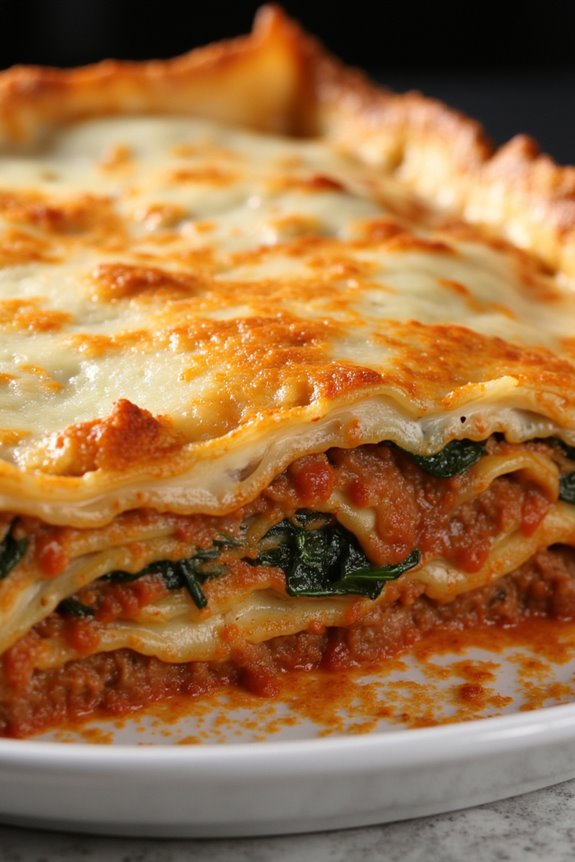 hearty spinach beef lasagna