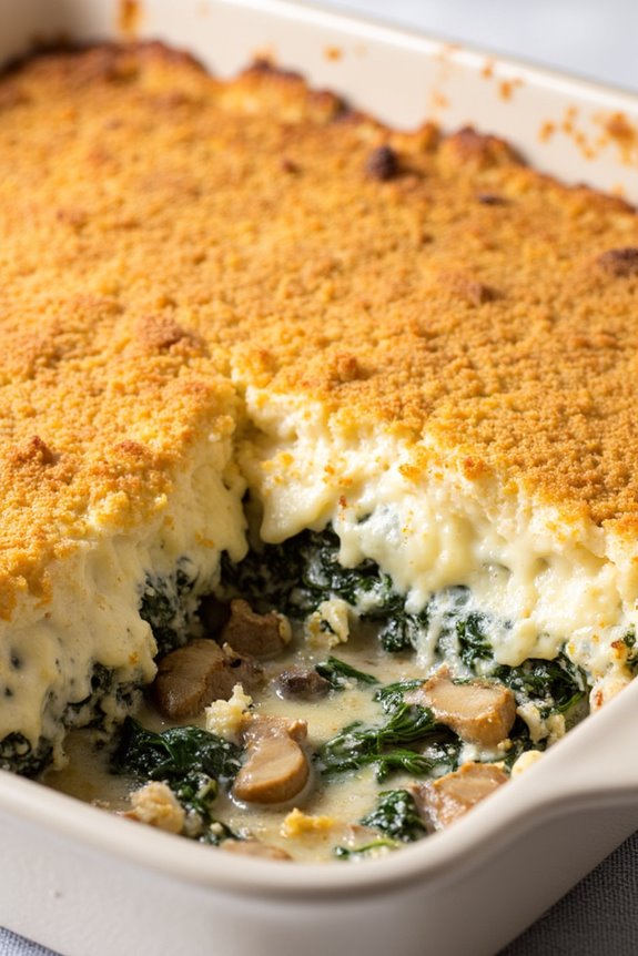hearty spinach mushroom casserole