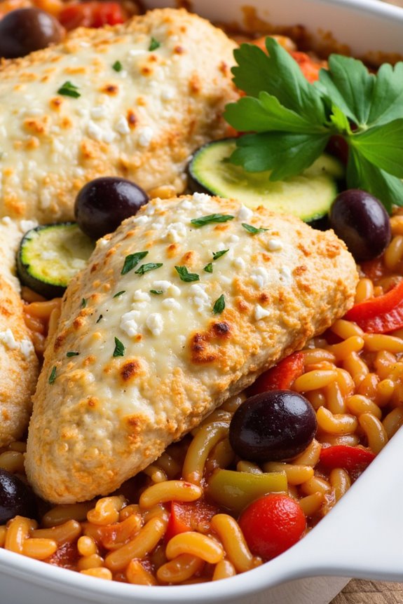 mediterranean chicken pasta bake