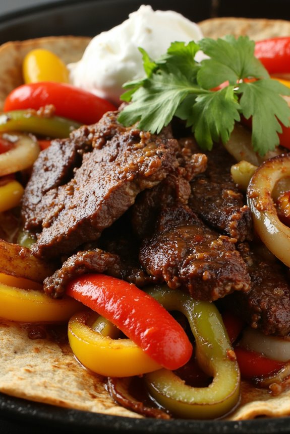 sizzling beef fajitas fiesta