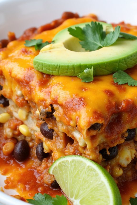 vegetarian enchilada layer casserole