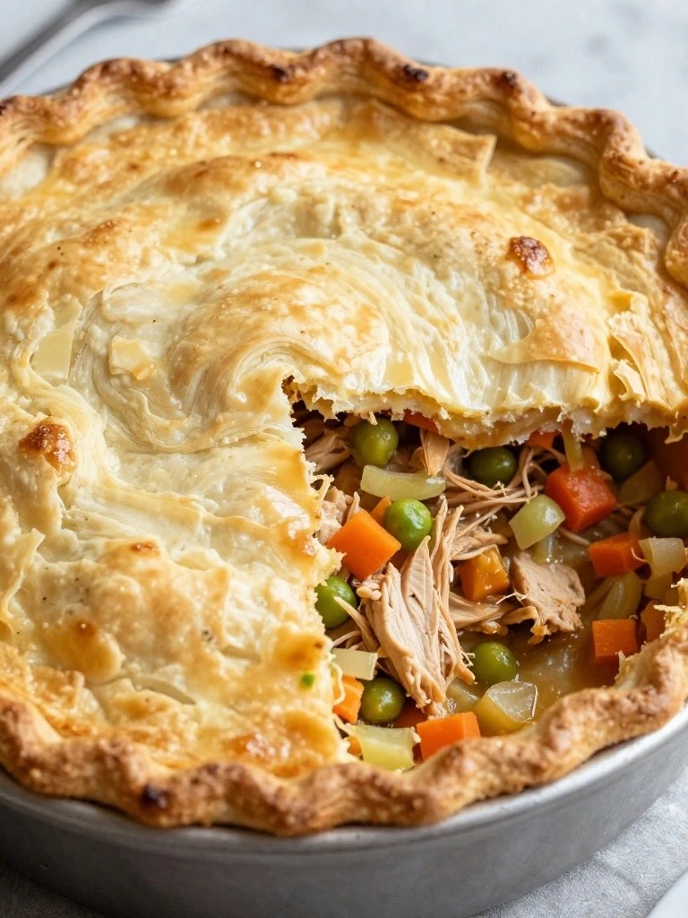 Creamy Chicken Pot Pie with Flaky Biscuit Topping