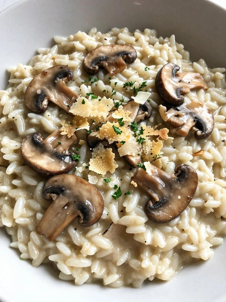 Truffle Mushroom Risotto with Parmesan Crisps