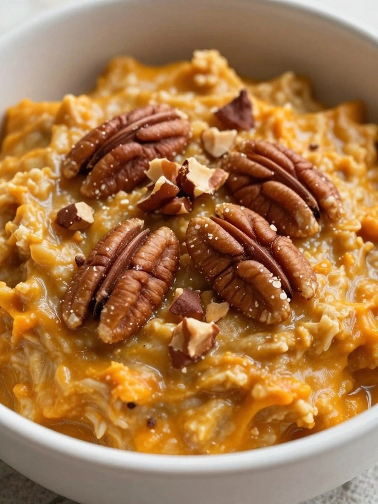 Slow Cooker Pumpkin Spice Steel-Cut Oats with Pecans