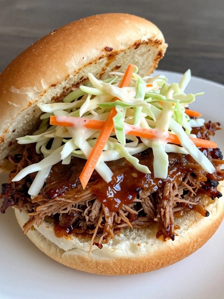 Crockpot BBQ Pulled Pork with Tangy Coleslaw